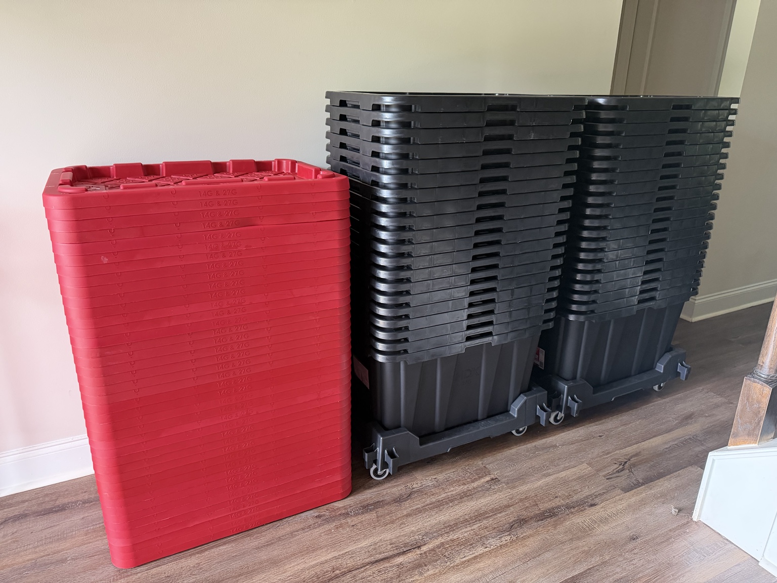 Weaver Tote Co. moving totes, lids and dollies